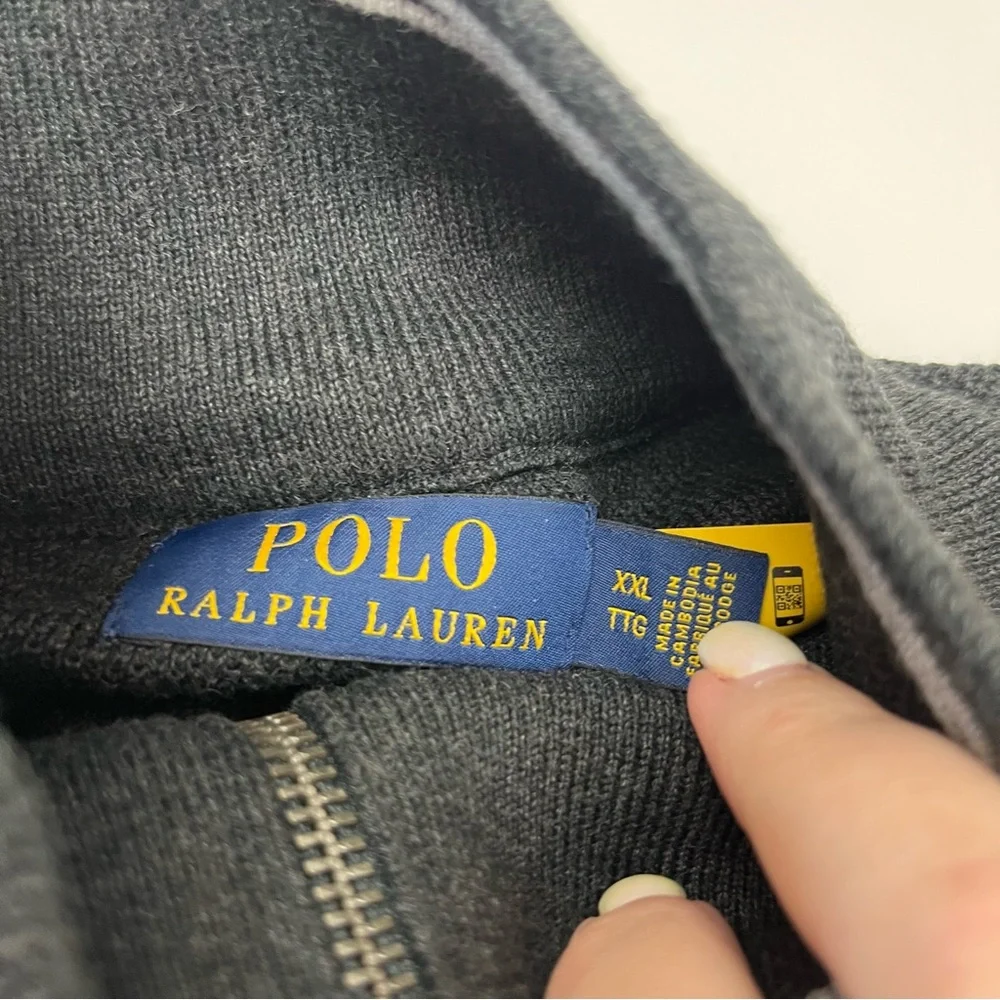 Polo Ralph Lauren Men's Size XXL Grey Quarter Zip Sweater Pony Logo Classics NEW